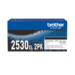 Brother TN2530XL2PK black high yield toner cartridges.A twin-pack 
